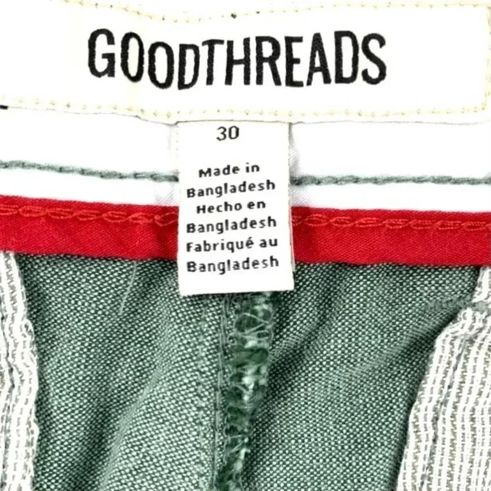 GoodthReads Olive Green Stretch Flat Front Size 30 Men's Short - Picture 10 of 12